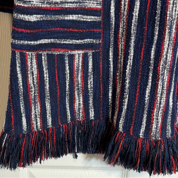 BCBGMaxazria Kathy‎ Striped Boucle Fringe Sweater Dress Size Medium - Picture 4 of 12